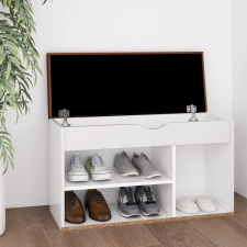 vidaXL fehér forgácslap cipőtároló pad párnával 80 x 30 x 47 cm bútor