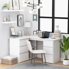 vidaXL fehér forgácslap sarok íróasztal 145 x 100 x 76 cm íróasztal