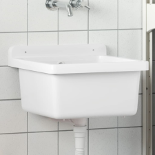 vidaXL fehér gyanta falra szerelhető mosdókagyló 40 x 40 x 24 cm mosogatótálca