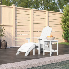 vidaXL fehér HDPE kerti adirondack szék lábtartóval és asztallal kerti bútor
