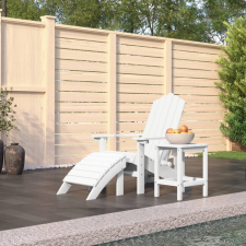 vidaXL fehér HDPE kerti adirondack szék lábtartóval és asztallal kerti bútor