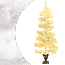 vidaXL Fehér kacskaringós PVC karácsonyfa kaspóval és LED-del 120 cm műfenyő