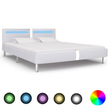vidaXL fehér LED-es műbőr ágykeret 160 x 200 cm ágy és ágykellék