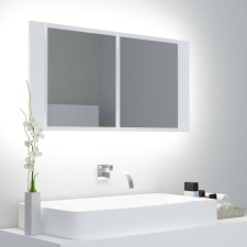 vidaXL fehér LED-es tükrös fürdőszobaszekrény 90 x 12 x 45 cm fürdőszoba bútor