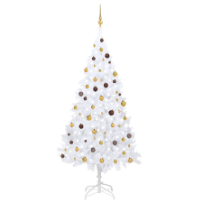 vidaXL fehér megvilágított műkarácsonyfa gömb szettel 240 cm műfenyő