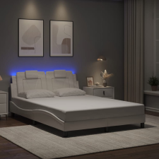 vidaXL fehér műbőr ágykeret LED-világítással 140 x 190 cm ágy és ágykellék