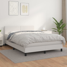 vidaXL Fehér műbőr rugós ágy matraccal 140 x 200 cm ágy és ágykellék