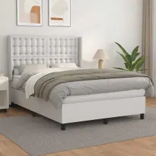 vidaXL fehér műbőr rugós ágy matraccal 140 x 200 cm ágy és ágykellék