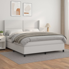 vidaXL fehér műbőr rugós ágy matraccal 160 x 200 cm ágy és ágykellék