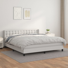vidaXL Fehér műbőr rugós ágy matraccal 160 x 200 cm ágy és ágykellék