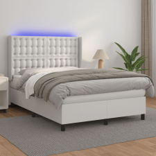 vidaXL fehér műbőr rugós ágy matraccal és LED-del 140x190 cm ágy és ágykellék