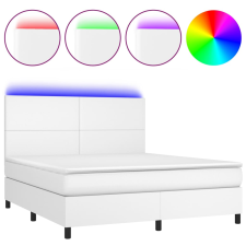 vidaXL fehér műbőr rugós ágy matraccal és LED-del 160x200 cm (3135832) ágy és ágykellék