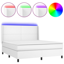 vidaXL fehér műbőr rugós ágy matraccal és LED-del 160x200 cm (3139272) ágy és ágykellék