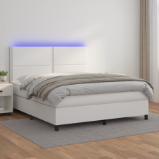 vidaXL fehér műbőr rugós ágy matraccal és LED-del 180x200 cm ágy és ágykellék