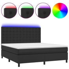 vidaXL fehér műbőr rugós ágy matraccal és LED-del 180x200 cm (3135957) ágy és ágykellék