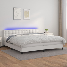 vidaXL fehér műbőr rugós ágy matraccal és LED-del 200x200 cm ágy és ágykellék