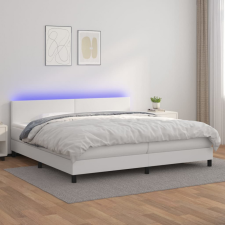 vidaXL fehér műbőr rugós ágy matraccal és LED-del 200x200 cm ágy és ágykellék