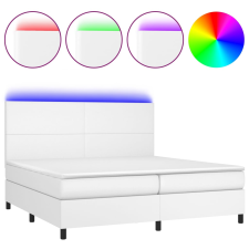 vidaXL fehér műbőr rugós ágy matraccal és LED-del 200x200 cm (3135844) ágy és ágykellék