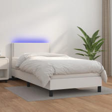 vidaXL fehér műbőr rugós ágy matraccal és LED-del 90x190 cm ágy és ágykellék