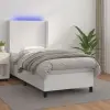 vidaXL fehér műbőr rugós ágy matraccal és LED-del 90x190 cm