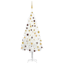 vidaXL fehér műkarácsonyfa LED-ekkel és gömbszettel 180 cm karácsonyi dekoráció