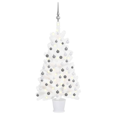 vidaXL fehér műkarácsonyfa LED-ekkel és gömbszettel 90 cm (3077717) műfenyő