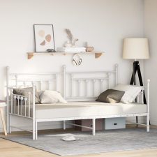 vidaXL Fehér Napágy Kerettel és Ágytartóval 90x190 cm Acél ágy és ágykellék