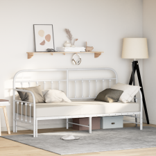 vidaXL Fehér Napágykeret ágyneműtartóval 80x200 cm Acél ágy és ágykellék
