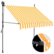 vidaXL fehér-narancssárga manuális LED-es napellenző 150 cm kerti bútor