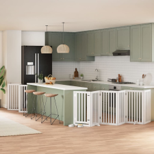 vidaXL fehér nyárfa 12 paneles összecsukható kutyakapu ajtóval 600 cm szállítóbox, fekhely kutyáknak