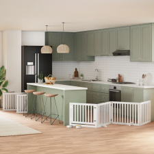 vidaXL fehér nyárfa 12 paneles összecsukható kutyakapu ajtóval 960 cm szállítóbox, fekhely kutyáknak