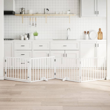 vidaXL fehér nyárfa 4 paneles összecsukható kutyakapu ajtóval 320 cm szállítóbox, fekhely kutyáknak