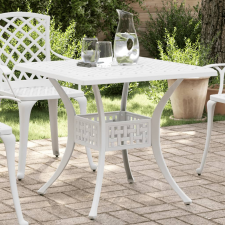 vidaXL fehér öntött alumínium kerti asztal 80x80x75 cm kerti bútor