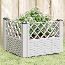 vidaXL fehér polipropilén kerti virágláda cövekekkel 42,5x42,5x28,5 cm kerti tárolás
