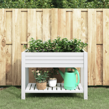 vidaXL fehér polipropilén magaságyás 110x45x79 cm kerti tárolás