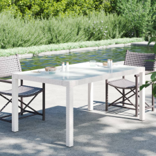 vidaXL fehér polyrattan és edzett üveg kerti asztal 150 x 90 x 75 cm kerti bútor