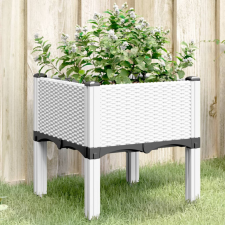 vidaXL Fehér PP rácsos kerti ültetőláda 40 x 40 x 42 cm kerti tárolás