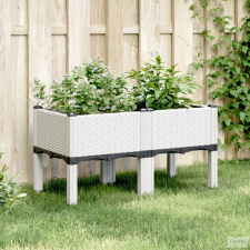vidaXL Fehér PP rácsos kerti ültetőláda 80 x 40 x 42 cm kerti tárolás