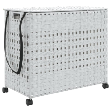 vidaXL fehér rattan szennyeskosár kerekekkel 66x35x60 cm (372048) bútor