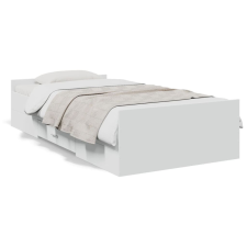 vidaXL Fehér szerelt fa ágykeret fiókokkal 75x190 cm ágy és ágykellék