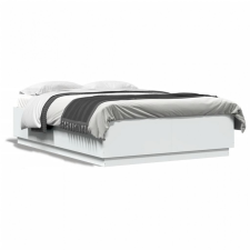 vidaXL Fehér szerelt fa ágykeret LED-világítással 160 x 200 cm ágy és ágykellék