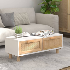 vidaXL fehér szerelt fa és tömör fenyőfa dohányzóasztal 80x40x30 cm bútor