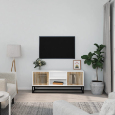 vidaXL fehér szerelt fa és vas TV-szekrény 105x30x45 cm bútor