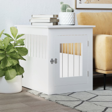 vidaXL fehér szerelt fa kutyaketrec 55 x 75 x 65 cm szállítóbox, fekhely kutyáknak