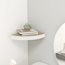vidaXL fehér-tölgyszínű MDF fali sarokpolc 25 x 25 x 3,8 cm bútor