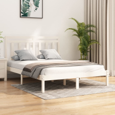 vidaXL fehér tömör fa ágykeret 135 x 190 cm (4FT6 Double) ágy és ágykellék