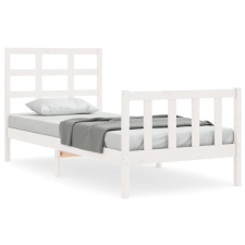 vidaXL fehér tömör fa ágykeret fejtámlával 100 x 200 cm (3192092) ágy és ágykellék