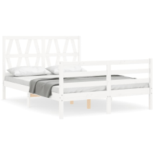 vidaXL fehér tömör fa ágykeret fejtámlával 120 x 200 cm (3194372) ágy és ágykellék