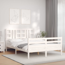 vidaXL fehér tömör fa ágykeret fejtámlával 140 x 190 cm ágy és ágykellék