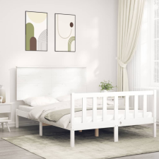 vidaXL fehér tömör fa ágykeret fejtámlával 140 x 190 cm ágy és ágykellék